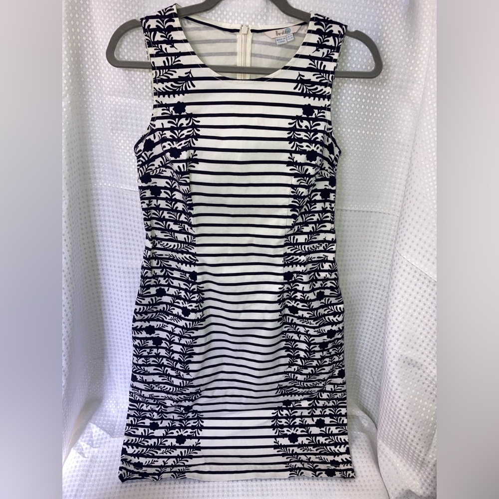 BODEN 2R Porto Stripe Dress - pockets! stretch twill floral nautical EUC 15107